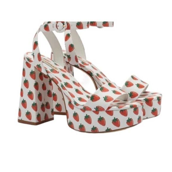 Larroude Dolly Ankle Strap Platfom Strawberry Heels Sandals Shoes 7.5 $315 New - Picture 4 of 9